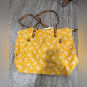 Yellow Pineapple Print Tote Bag